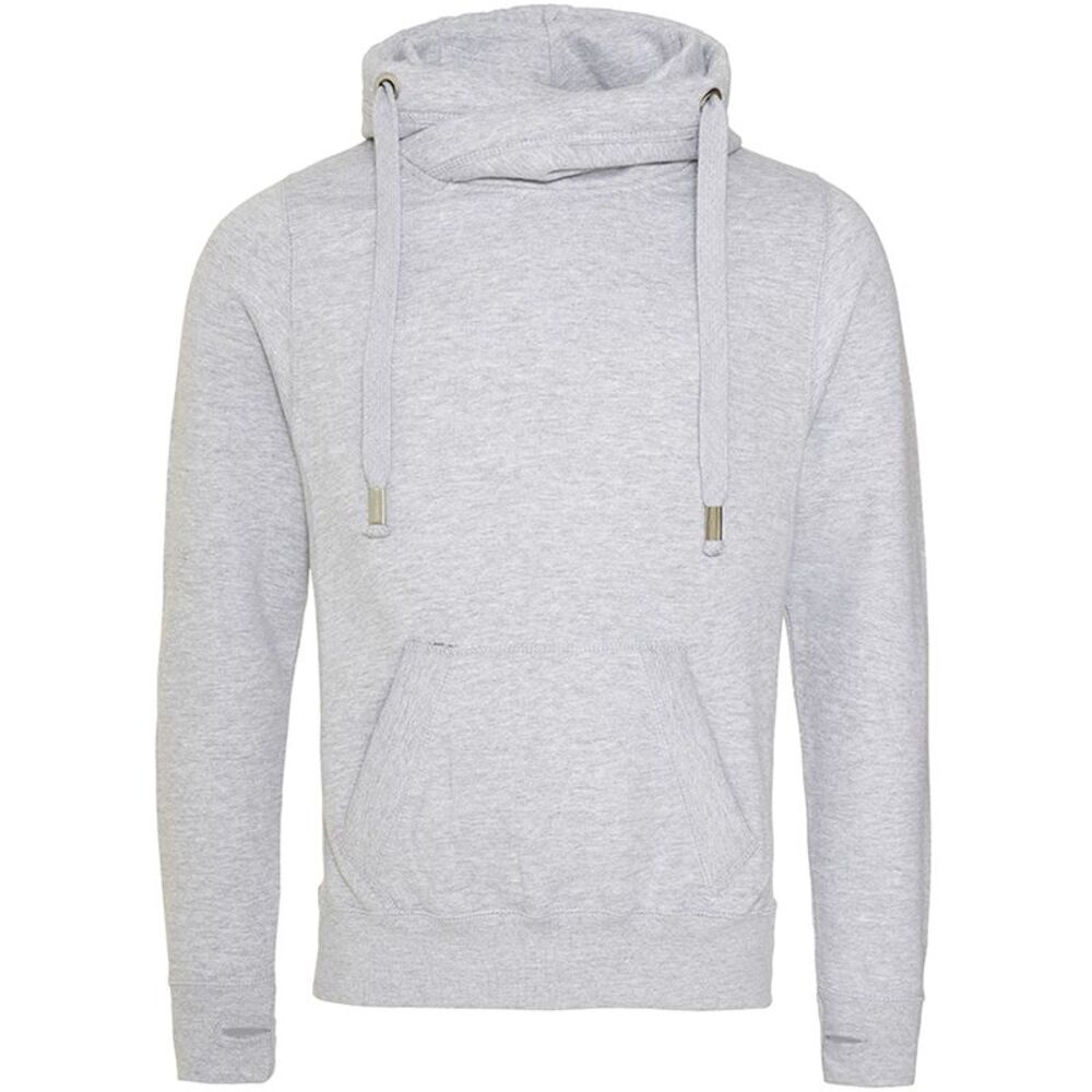 AWDis Hoods Mens Cross Neck Hoodie / Heather Grey